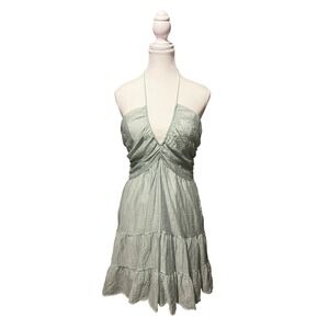 Handmade Mint Green Halter Fairy Dress‎ • Ruched Bodice • Tiered Skirt